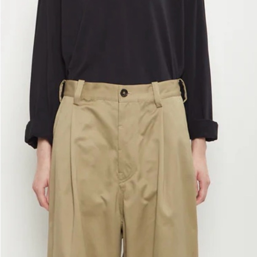 Sofie D'Hoore Beige Pleated Wide-Leg Trousers